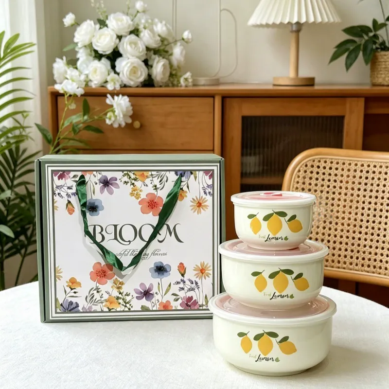Ensemble de bols de rangement en céramique avec couvercles tableware view 7