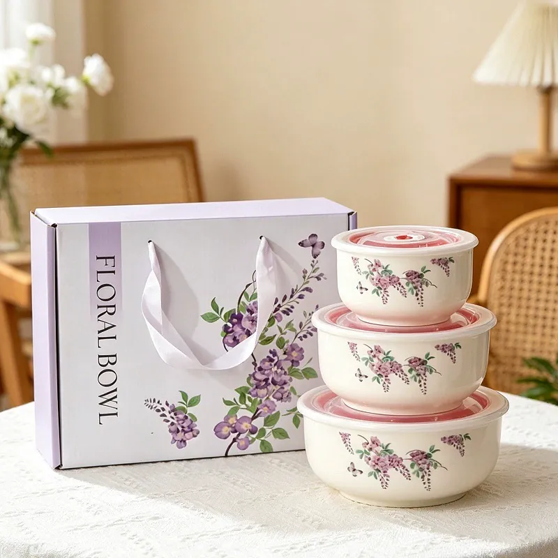 Ensemble de bols de rangement en céramique avec couvercles tableware view 9