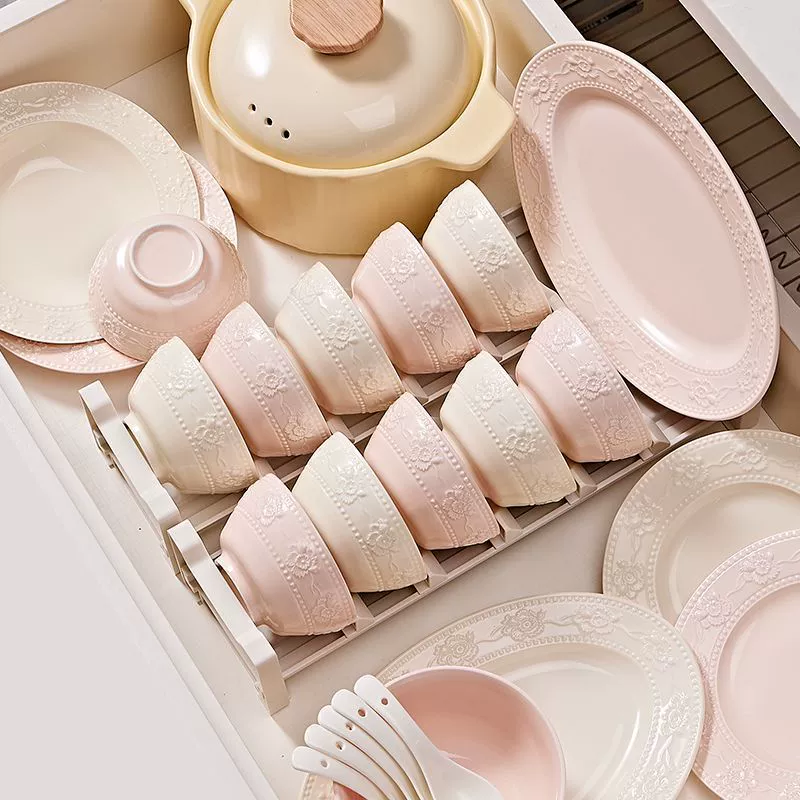 French Strawberry Relief Ceramic Tableware Set