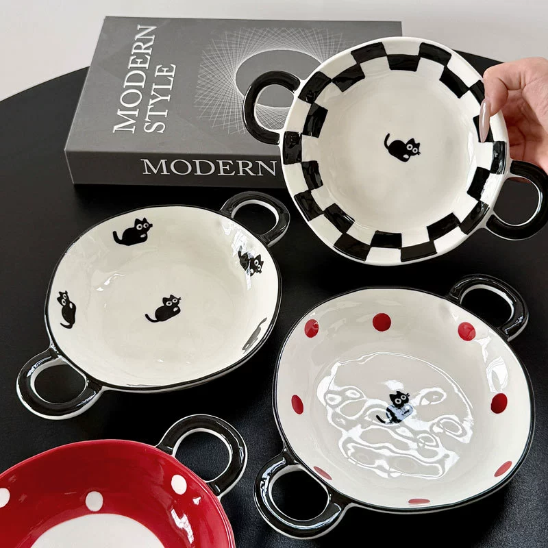 고양이 귀 도자기 수프 볼 tableware