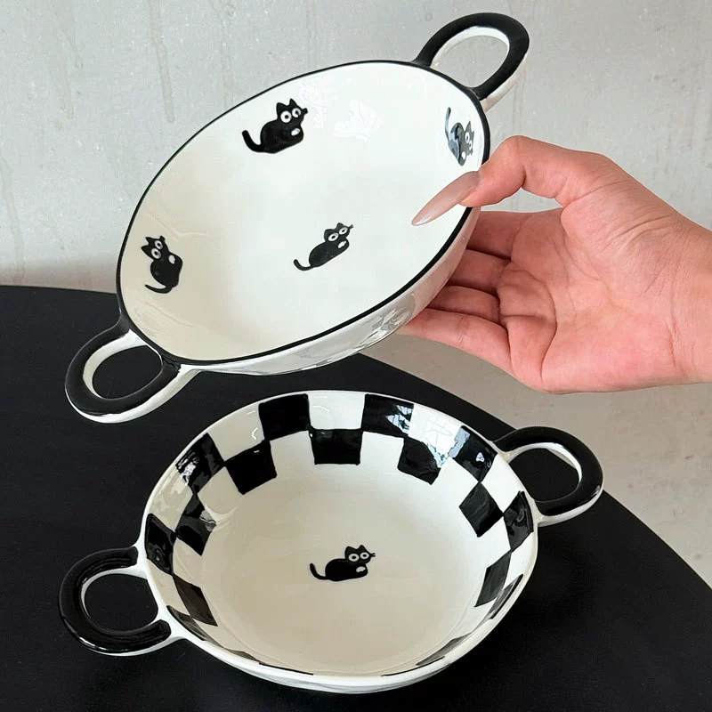 고양이 귀 도자기 수프 볼 tableware view 2