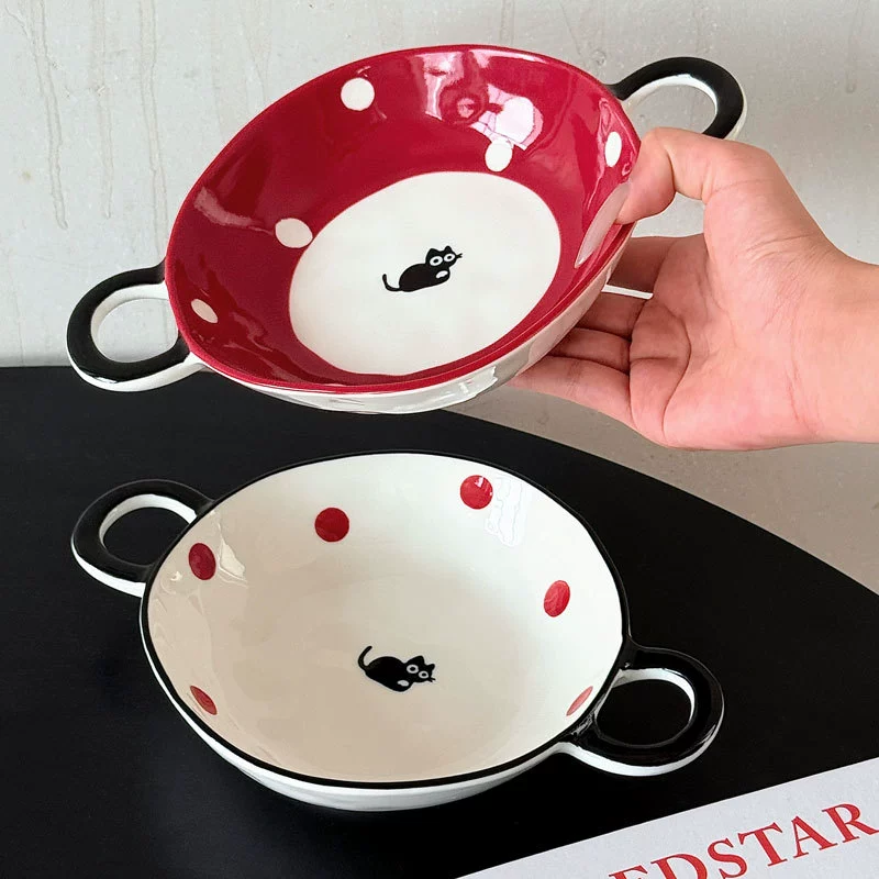 고양이 귀 도자기 수프 볼 tableware view 3