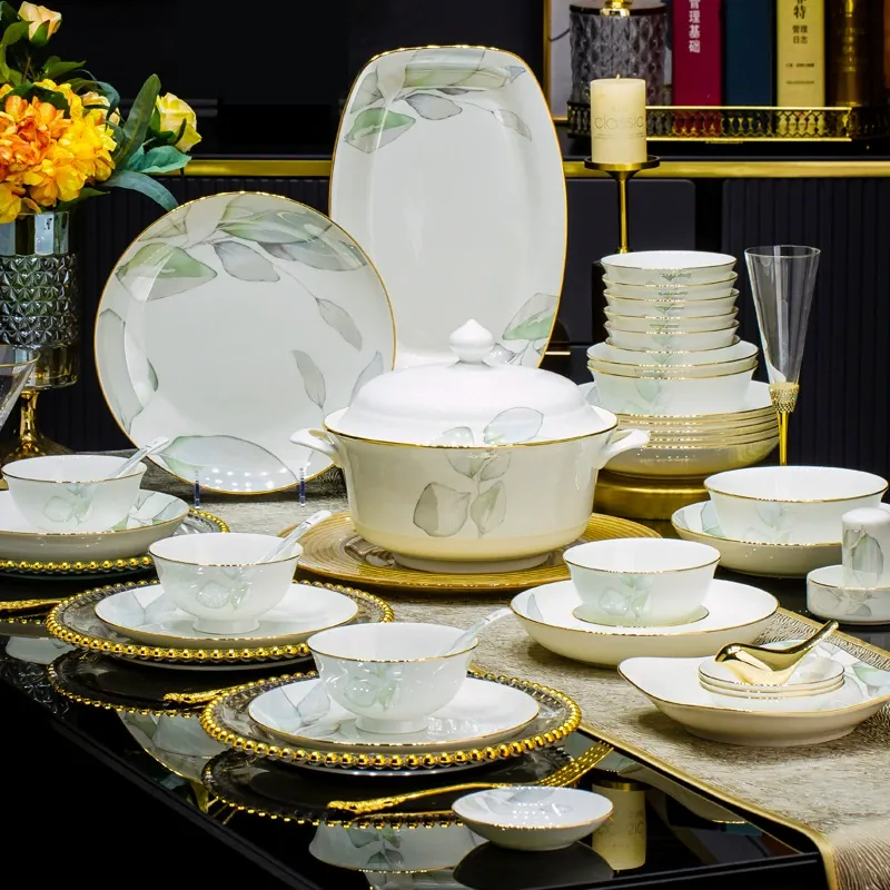 Set de vaisselle en porcelaine osseuse de style chinois moderne tableware view 4
