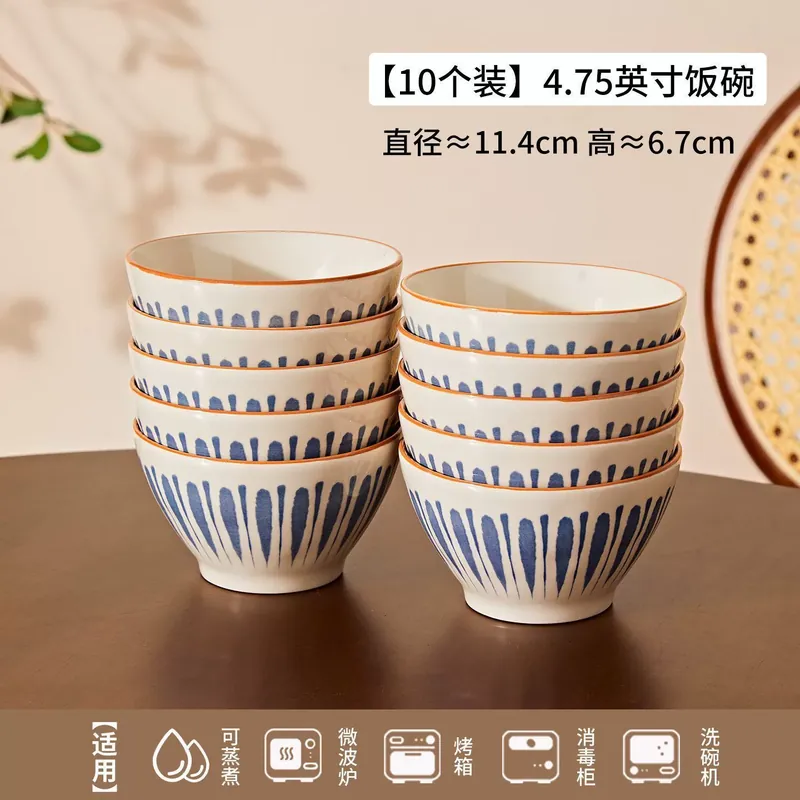 Japanese Retro Ceramic Bowl Set tableware view 10
