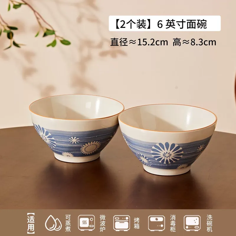 Japanese Retro Ceramic Bowl Set tableware view 12
