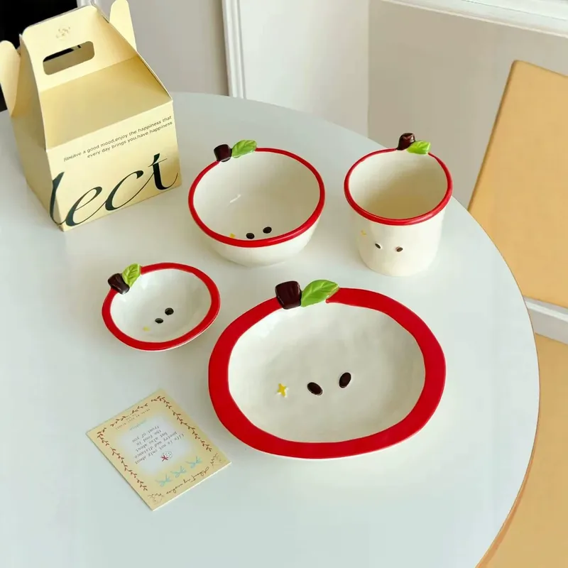طقم أطباق تفاحة خزفي tableware view 4