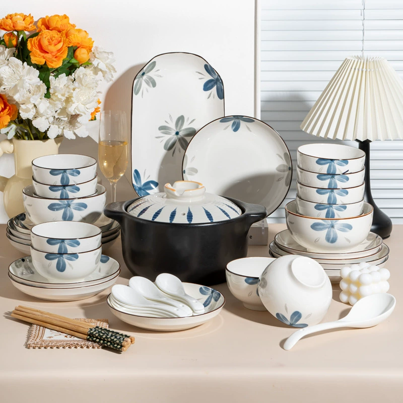 Japanese Orchid Ceramic Tableware Set