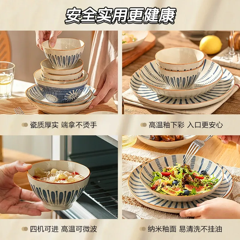 Japanese Round Ceramic Soup Plate tableware view 2
