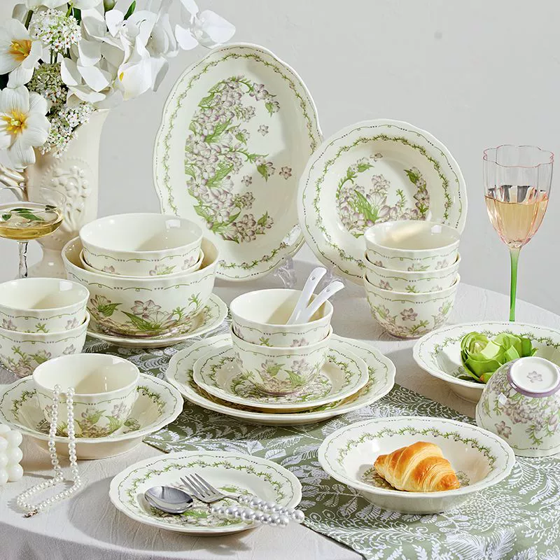Underglaze Ceramic Bowl and Plate Set