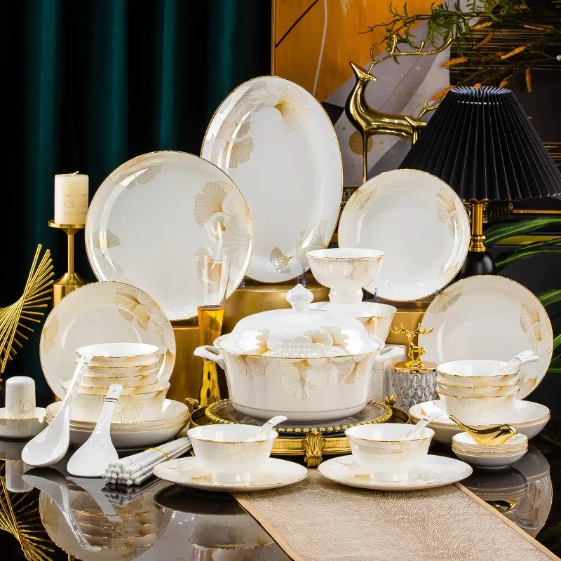 New Chinese Style Bone China Tableware Set