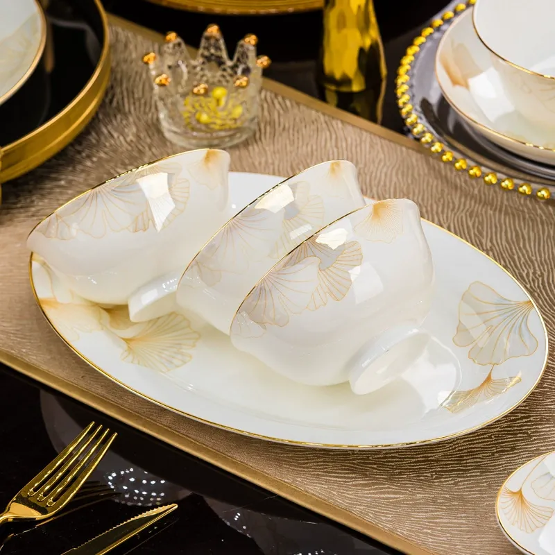 طقم أدوات مائدة بورسلين عظمي بأسلوب صيني جديد tableware view 2