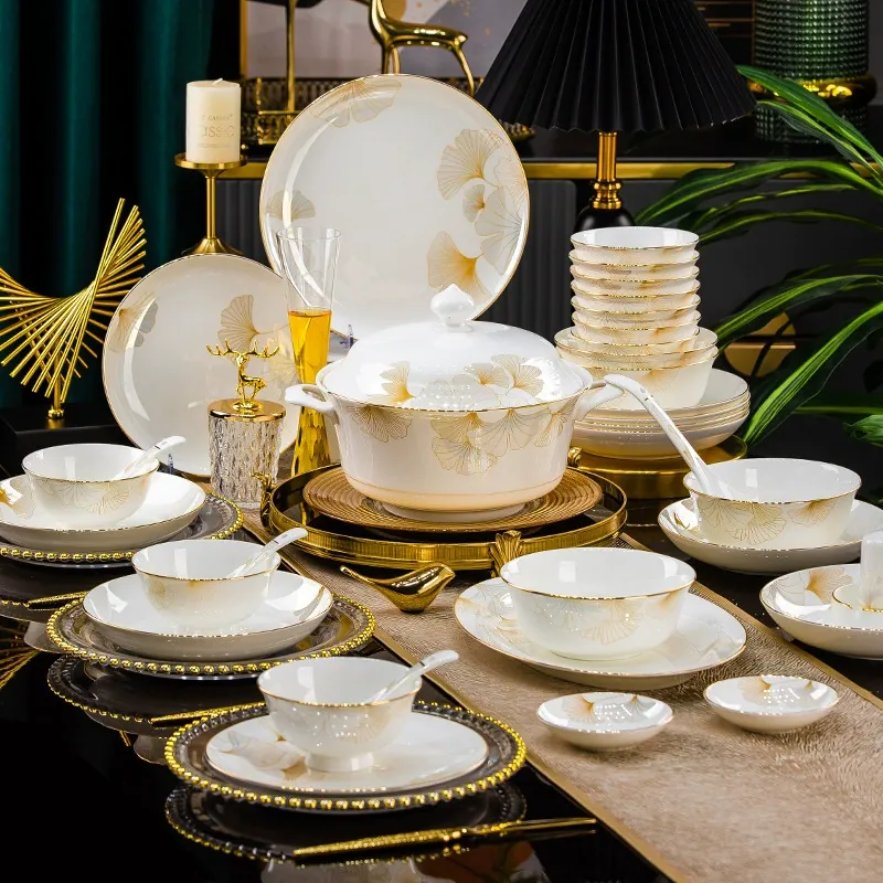طقم أدوات مائدة بورسلين عظمي بأسلوب صيني جديد tableware view 4