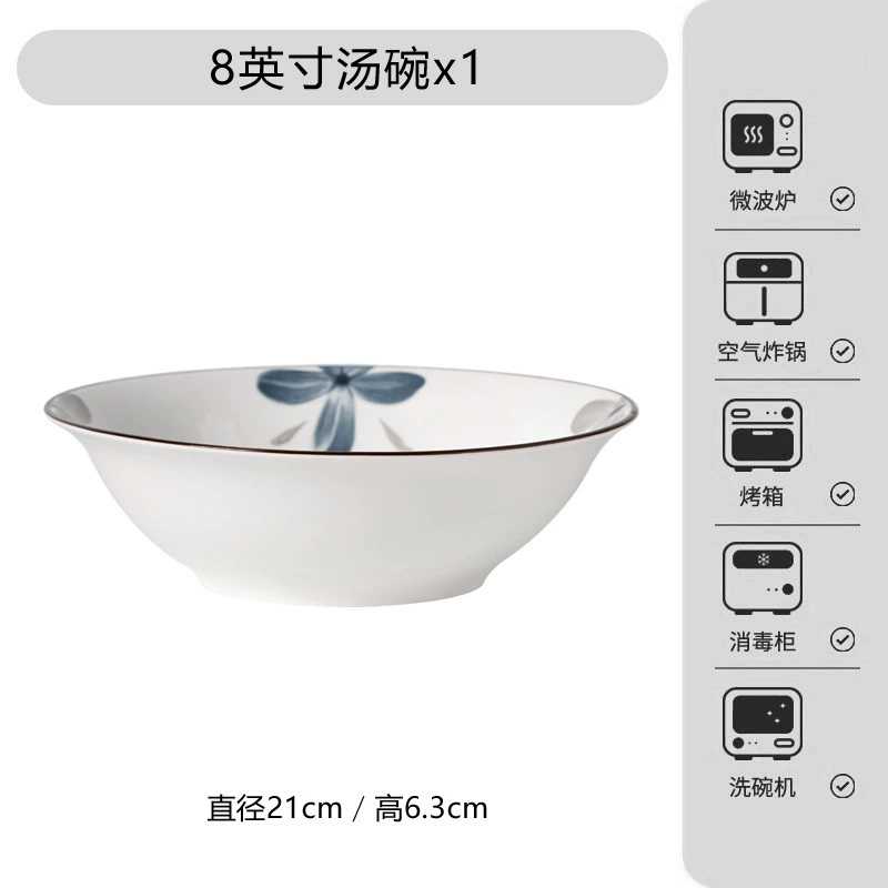 Набор керамической посуды с японской орхидеей tableware view 8