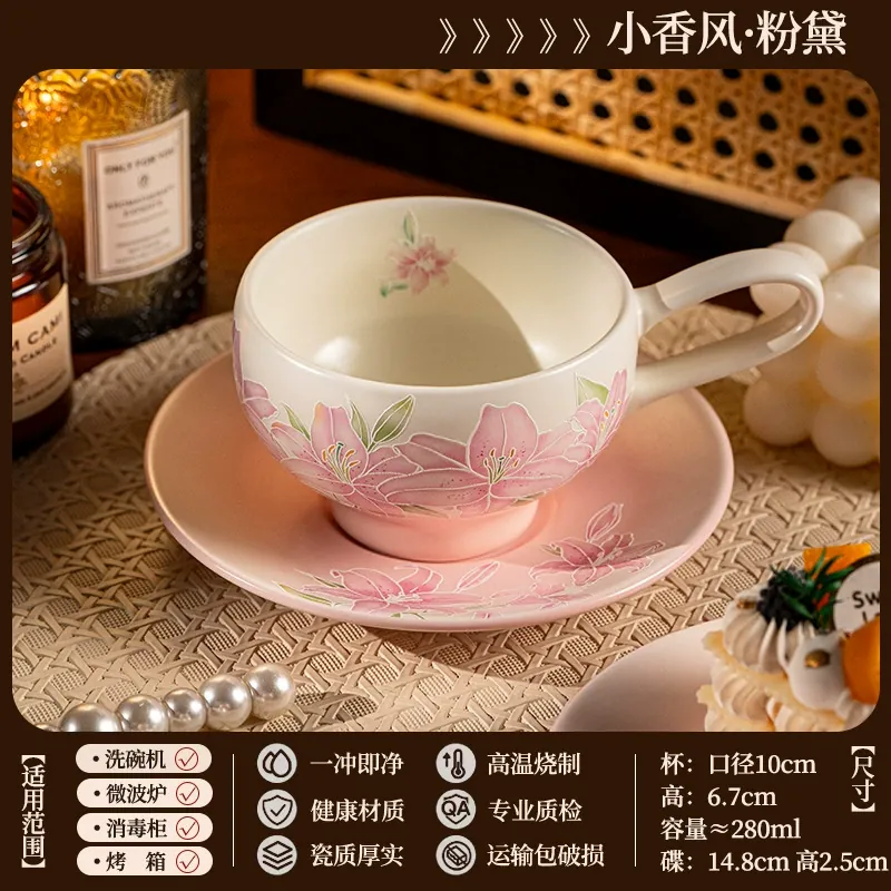 Porcelain Coffee Cup and Saucer Set tableware view 7