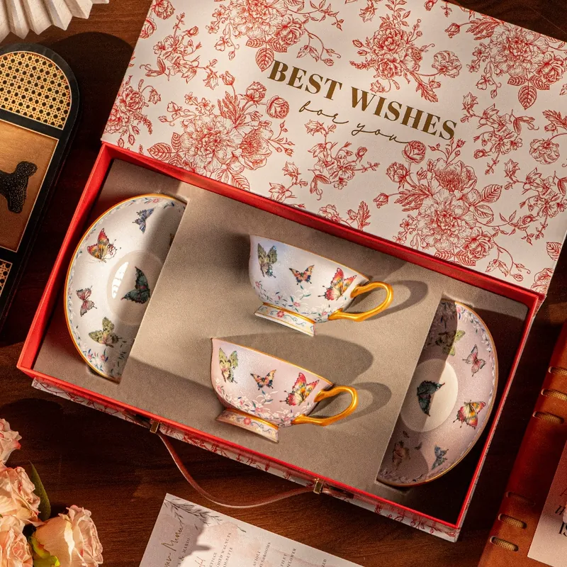 Porcelain Coffee Cup and Saucer Set tableware view 6