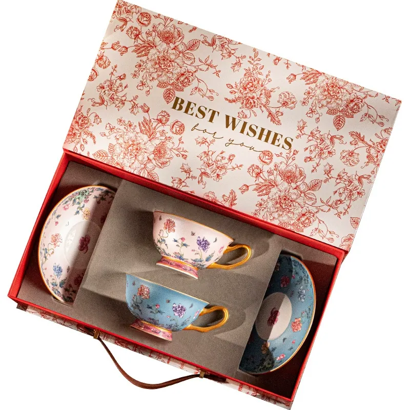 Porcelain Coffee Cup and Saucer Set tableware view 5
