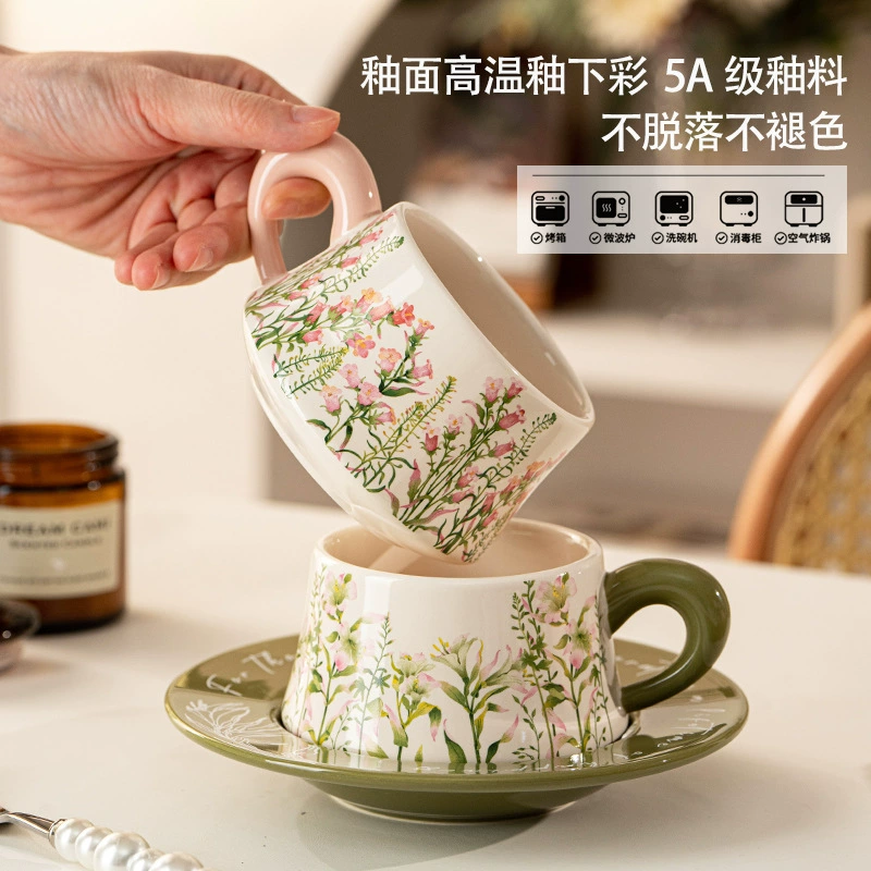 Porcelain Coffee Cup and Saucer Set tableware view 2