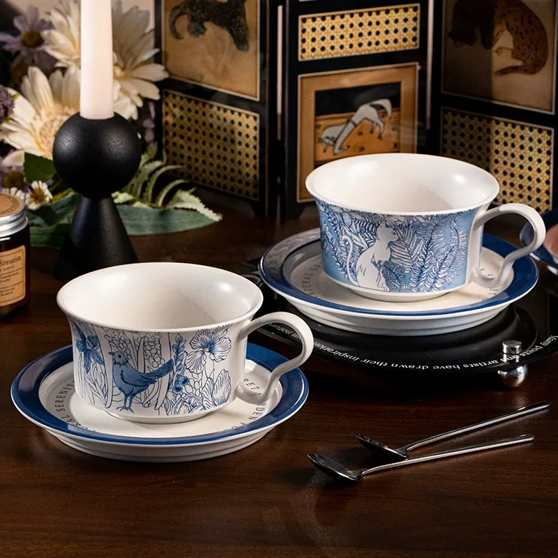 Porcelain Coffee Cup and Saucer Set