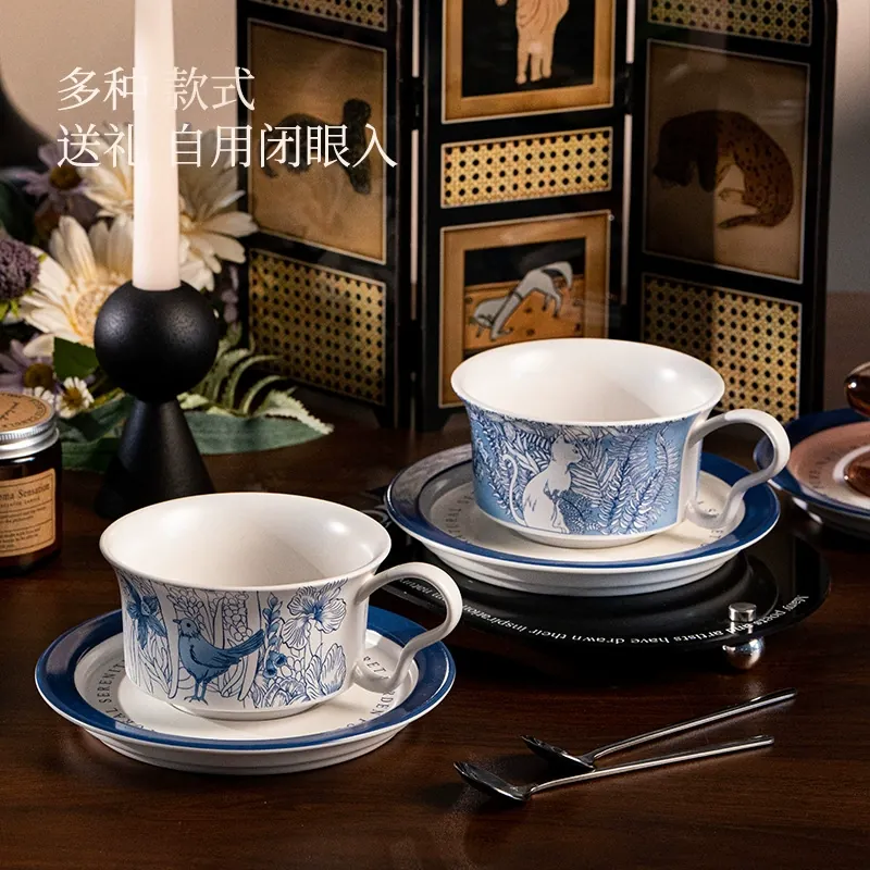 Porcelain Coffee Cup and Saucer Set tableware view 3