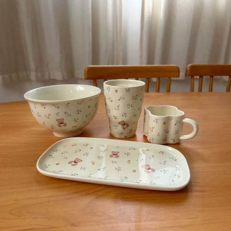 Bear Ceramic Breakfast Plate and Mug