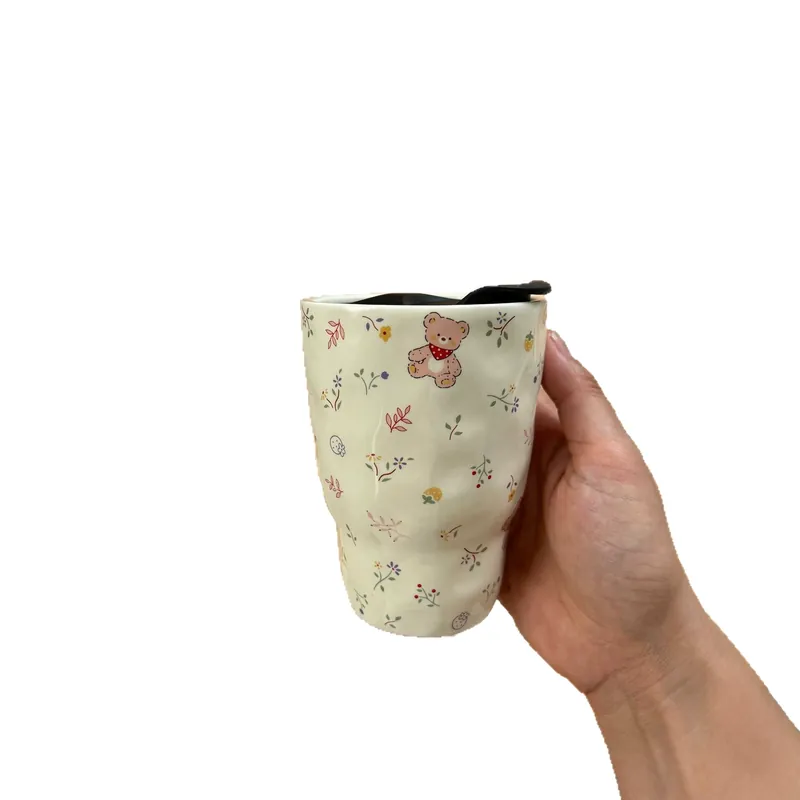 Керамическая тарелка для завтрака и кружка медведь tableware view 3