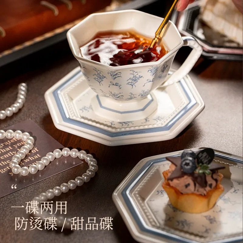 Porcelain Coffee Cup and Saucer Set tableware view 3