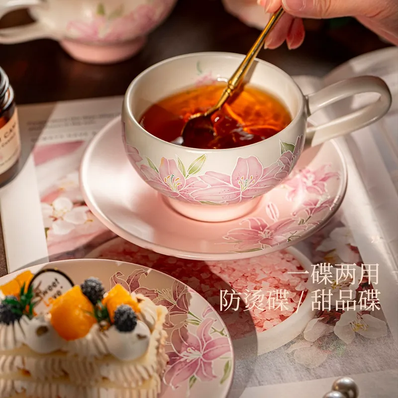 Porcelain Coffee Cup and Saucer Set tableware view 3