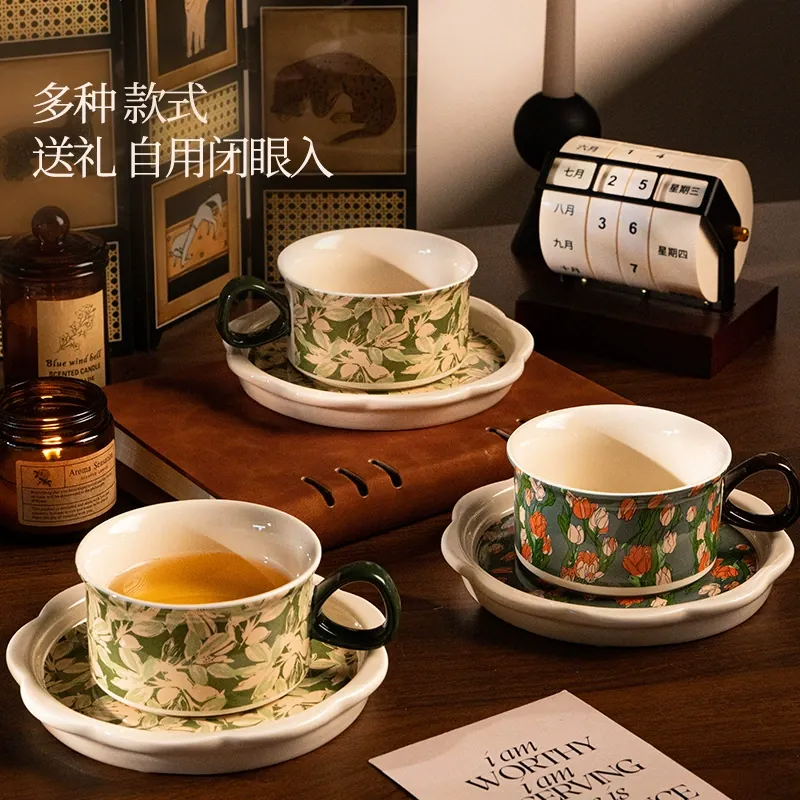 Porcelain Coffee Cup and Saucer Set tableware view 2
