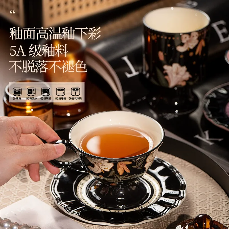 Porcelain Coffee Cup and Saucer Set tableware view 3