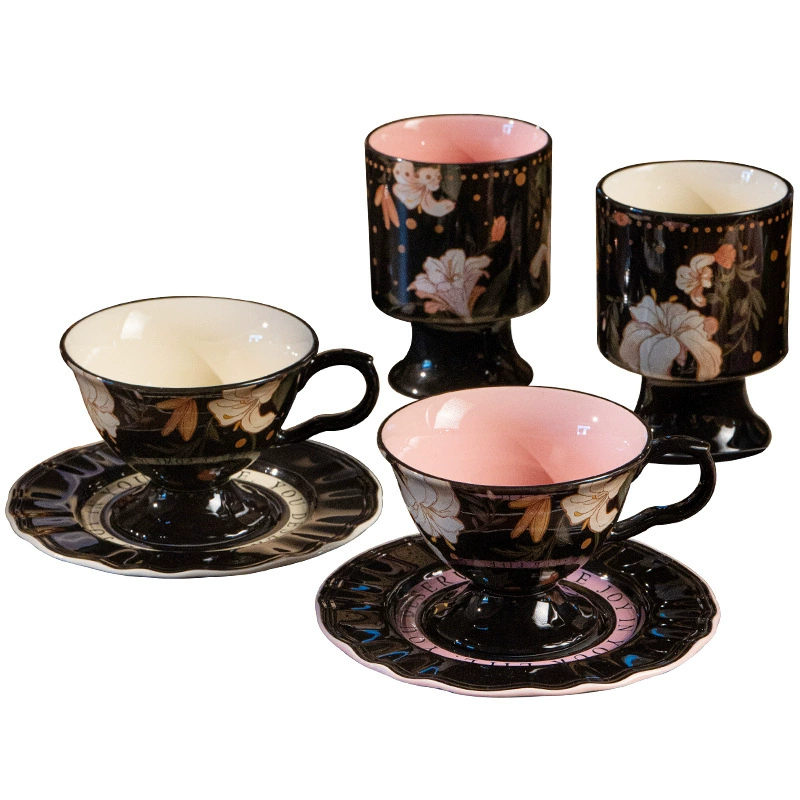 Porcelain Coffee Cup and Saucer Set tableware view 5