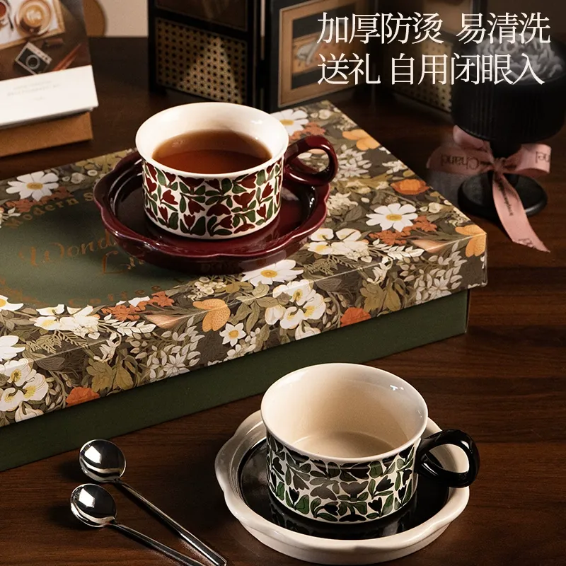 Porcelain Coffee Cup and Saucer Set tableware view 2
