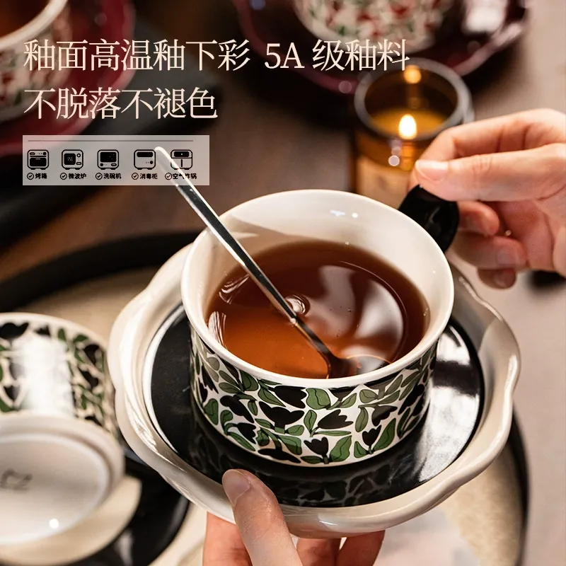 Porcelain Coffee Cup and Saucer Set tableware view 3