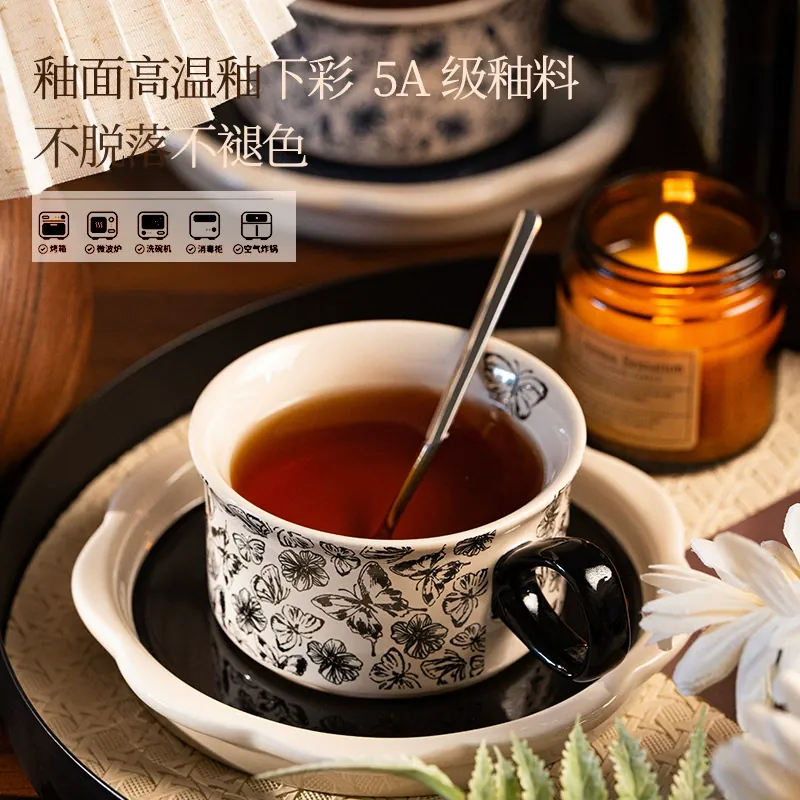 Porcelain Coffee Cup and Saucer Set tableware view 2