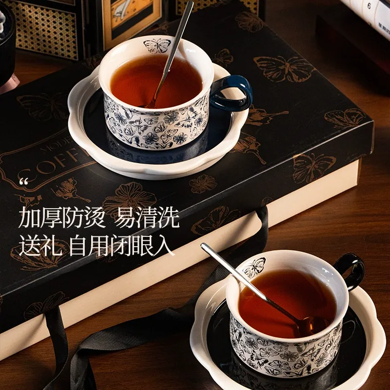 Porcelain Coffee Cup and Saucer Set tableware view 4