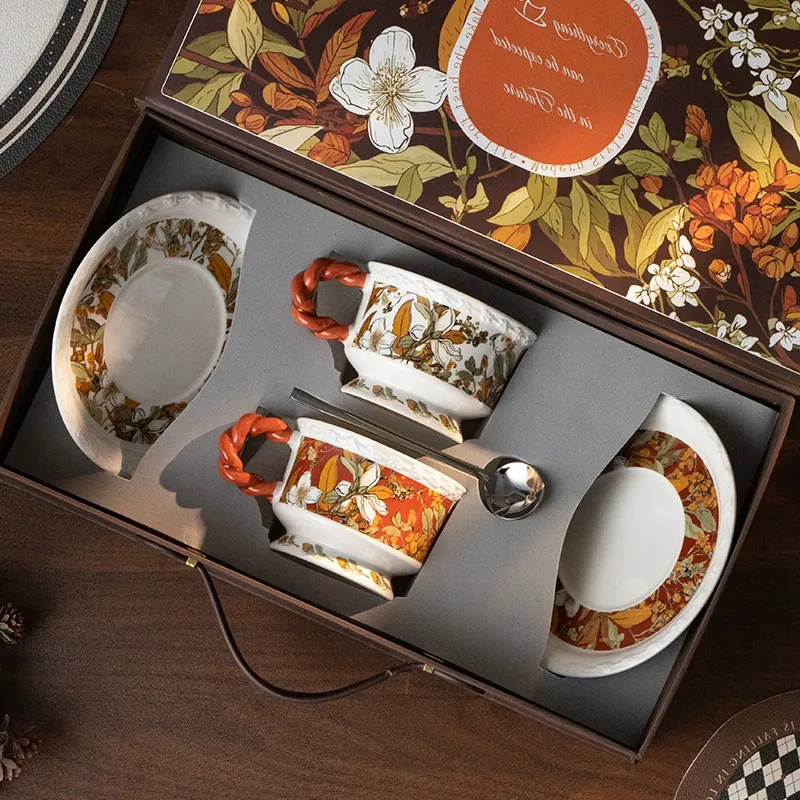 Porcelain Coffee Cup and Saucer Set