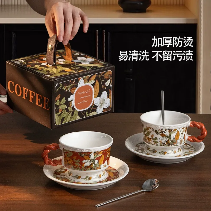 Porcelain Coffee Cup and Saucer Set tableware view 3