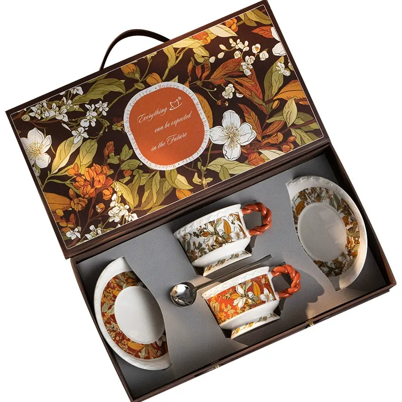 Porcelain Coffee Cup and Saucer Set tableware view 5