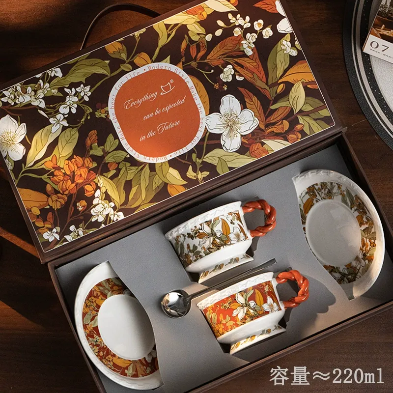 Porcelain Coffee Cup and Saucer Set tableware view 6