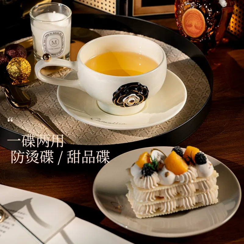 Porcelain Coffee Cup and Saucer Set tableware view 2