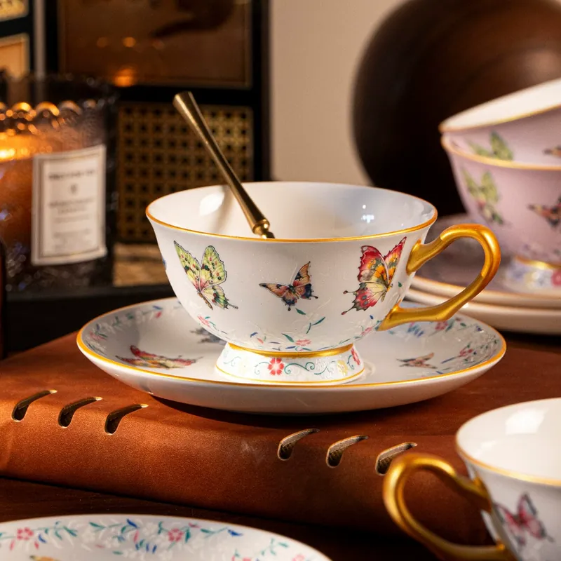 Porcelain Coffee Cup and Saucer Set