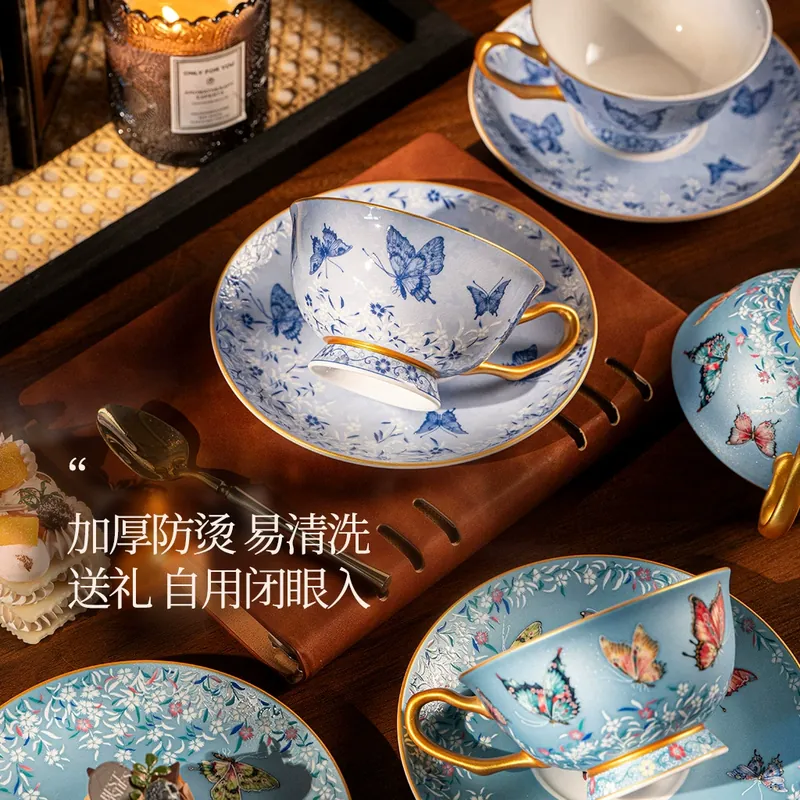Porcelain Coffee Cup and Saucer Set tableware view 3