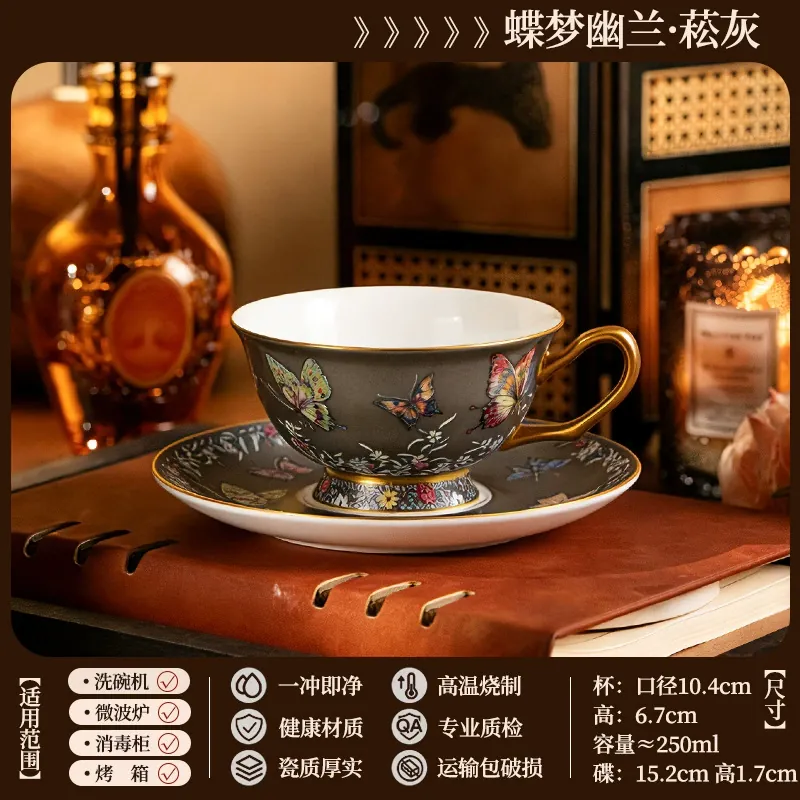 Porcelain Coffee Cup and Saucer Set tableware view 12