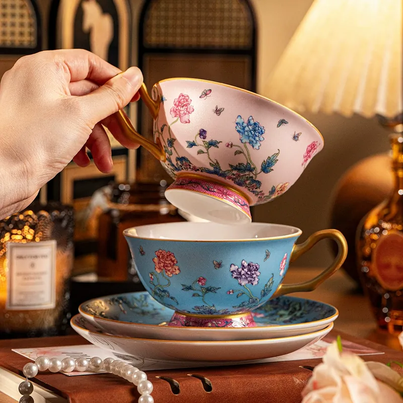 Porcelain Coffee Cup and Saucer Set
