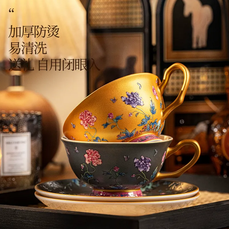 Porcelain Coffee Cup and Saucer Set tableware view 3