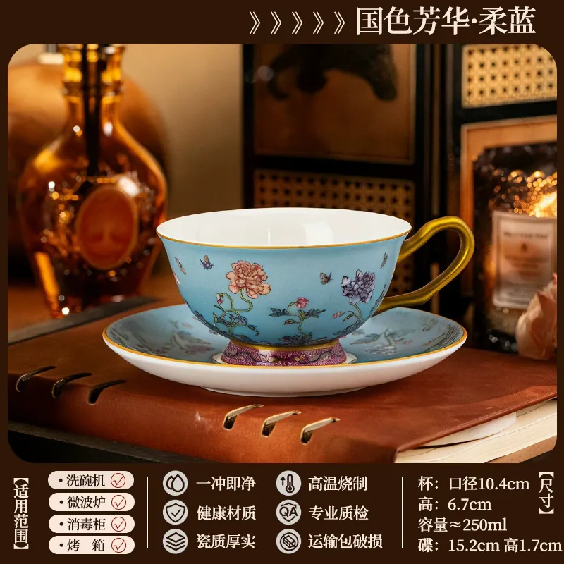 Porcelain Coffee Cup and Saucer Set tableware view 9