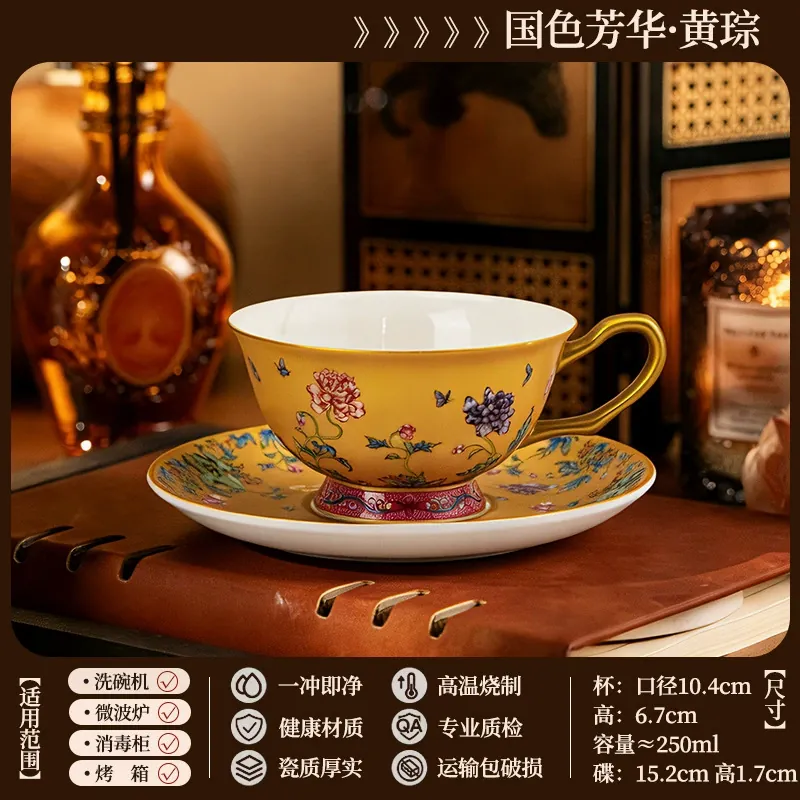 Porcelain Coffee Cup and Saucer Set tableware view 10