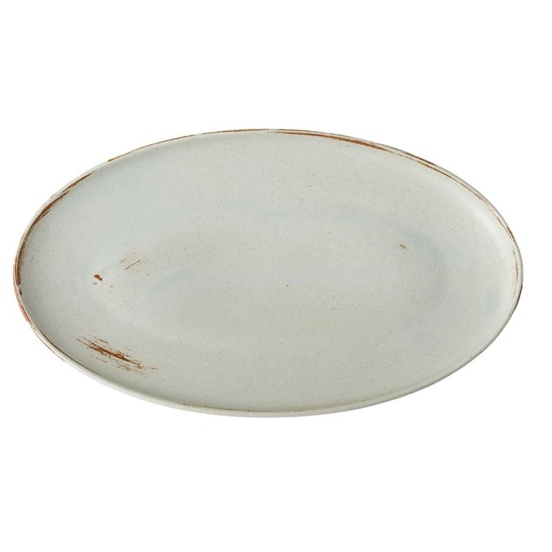 Plato ovalado de porcelana con acabado desgastado tableware view 5