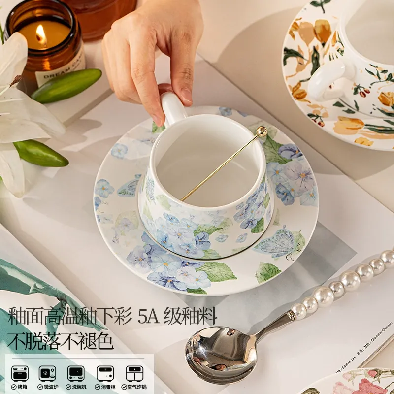 Porcelain Coffee Cup and Saucer Set tableware view 3