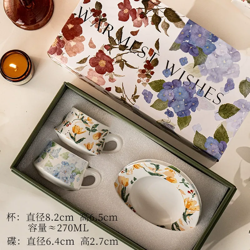 Porcelain Coffee Cup and Saucer Set tableware view 8