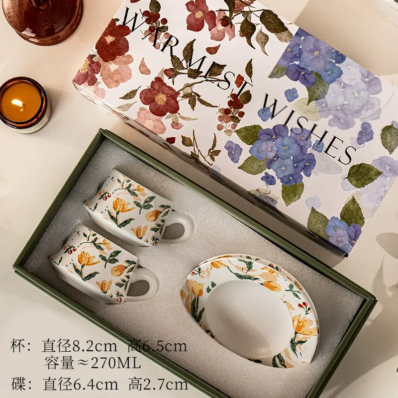 Porcelain Coffee Cup and Saucer Set tableware view 9